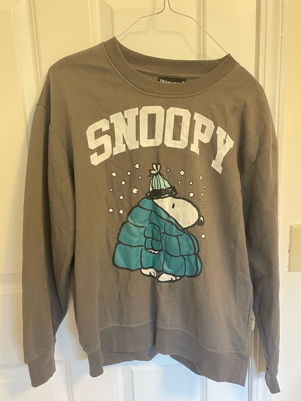 Peanuts Gray Crewneck Sweatshirt with Teal Snoopy Graphic